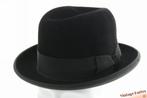Vintage Homburg hoed Firenzi zwart geborsteld vilt 56, Hoed, Ophalen of Verzenden, Firenzi, 57 cm (M, 7⅛ inch) of minder