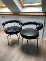LC7 Coubusier replica draaistoelen (2), Huis en Inrichting, Stoelen, Ophalen, Metaal, Gebruikt, Zwart