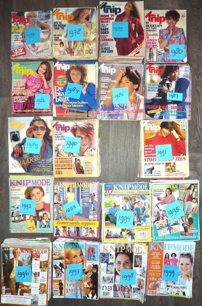 KNIPMODE 1977 t/m 1999 RETRO/VINTAGE diverse nummers, Hobby en Vrije tijd, Kledingpatronen, Zo goed als nieuw, Vrouw, Knipmode