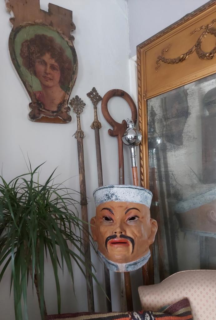 2 x antiek prossessie kruis op stok processiestok met kruis, Antiek en Kunst, Antiek | Overige Antiek, Ophalen of Verzenden