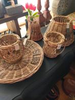Riviera Maison rieten schaal windlichten lampenkap en bel, Ophalen, Zo goed als nieuw, Rond, Riet