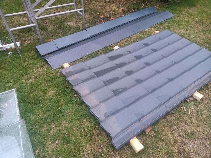 partij bouwmaterialen, Doe-het-zelf en Verbouw, Dakpannen en Dakbedekking, Gebruikt, Dakpannen, Metaal, Overige kleuren, 15 m² of meer