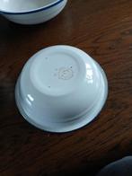 Setje 3 emaille schalen wit blauwe rand, Antiek en Kunst, Ophalen of Verzenden