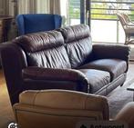 Leren bank, Huis en Inrichting, Banken | Bankstellen, Ophalen, Gebruikt, Tweepersoons, Leer