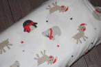 Tricot stof - wit met winter dieren / kerst #2629, Hobby en Vrije tijd, Stoffen en Lappen, 120 cm of meer, Wit, Ophalen of Verzenden
