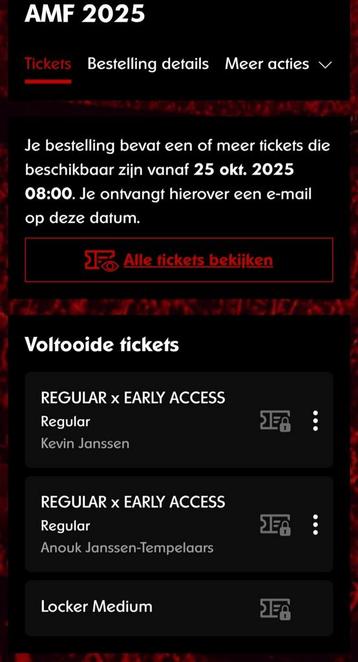 2x AMF Amsterdam Music Festival Tickets Early Access+ kluis  beschikbaar voor biedingen