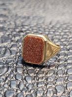 Prachtige 14 karaat zegelring bruien tijger steen