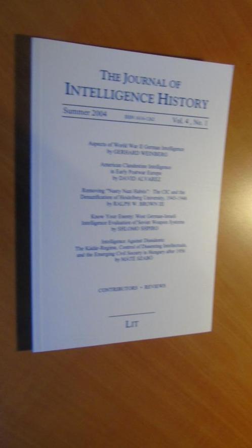 The Journal of Intelligence History. Summer 2004. Vol.4, No1, Boeken, Oorlog en Militair, Zo goed als nieuw, Ophalen of Verzenden