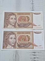 Joegoslavië 2x10000 Dinar Biljetten 1992, Postzegels en Munten, Bankbiljetten | Europa | Niet-Eurobiljetten, Ophalen of Verzenden