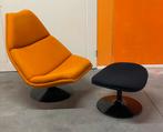 Artifort f510 fauteuil + p510 voetenbank, Geoffrey Harcourt, Gebruikt, Stof, Ophalen of Verzenden