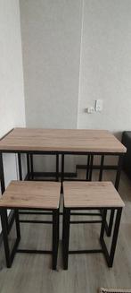 Bartafel met 4 Krukken + 2 inklapbare stulen extra, Huis en Inrichting, Ophalen, Zo goed als nieuw, 30 tot 60 cm, Metaal