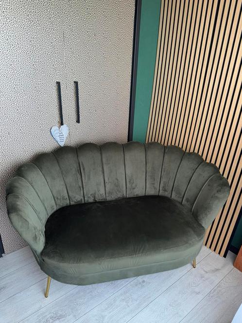 Bankje velvet groen, Huis en Inrichting, Banken | Bankstellen, Zo goed als nieuw, Tweepersoons, Minder dan 150 cm, Ophalen