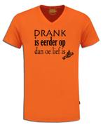 Koningsdag T-Shirt oranje "Drank"  XS t/m 7XL, Nieuw, Oranje, Ophalen of Verzenden