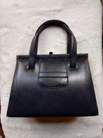 Donkerblauwe vintage leren handtas, Ophalen of Verzenden, Gebruikt, Blauw, Handtas