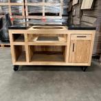 Eiken Tafel Classic + Donkergrijs Natuurstenen Werkbladen, Ophalen, Zo goed als nieuw