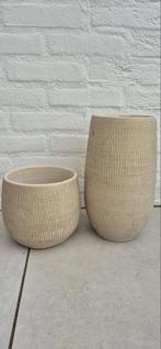 Set van 2 Potten Keramiek, Tuin en Terras, Gebruikt, Rond, Binnen, Ophalen of Verzenden
