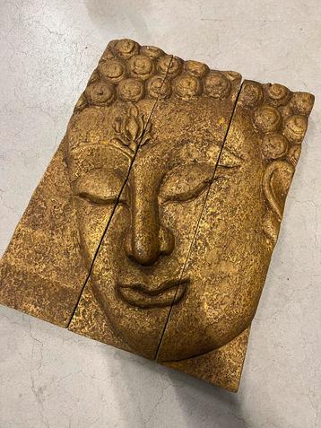 Boeddha Wanddecoratie - 3-delig Goud Hout beschikbaar voor biedingen