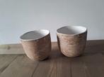 PTMD Bloempotten set van 2 bruin beige tinten plantenpot, Ophalen of Verzenden, Zo goed als nieuw, Aardewerk of Porselein, Minder dan 50 cm