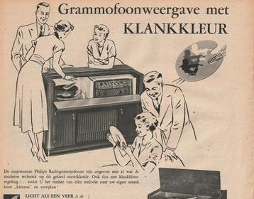 Retro reclame 1952 Philips radiogrammofoon HX513A beschikbaar voor biedingen