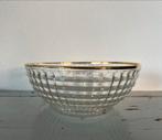 Glazen schaal met gouden rand, Huis en Inrichting, Woonaccessoires | Schalen en Manden, Gebruikt, Schaal, Rond, Ophalen of Verzenden