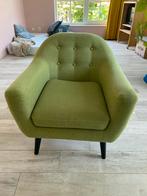 Groene comfortabele fauteuil stijl jaren 50 & 60, Huis en Inrichting, Fauteuils, Ophalen, Jaren 50 & 60, 75 tot 100 cm, Zo goed als nieuw