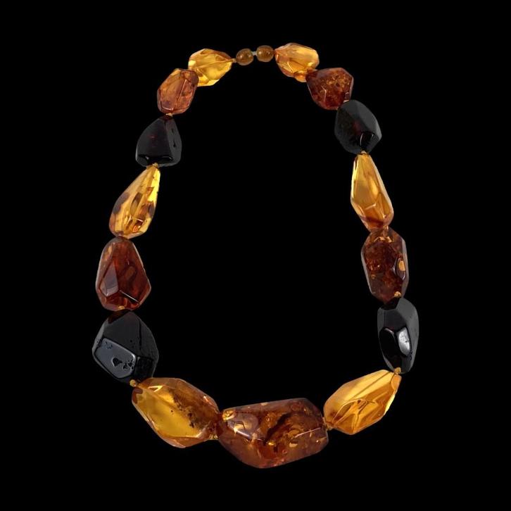 Ketting van Baltische barnsteen - 50 cm, Sieraden, Tassen en Uiterlijk, Kettingen, Zo goed als nieuw, Steen of Mineraal, Oranje