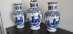 Vazen set 3 stuks Delfts blauw de molen zie foto 50€, Ophalen of Verzenden