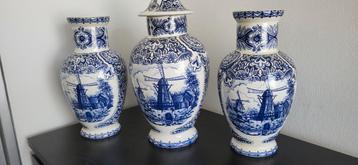Vazen set 3 stuks Delfts blauw de molen zie foto 50€ beschikbaar voor biedingen