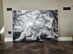 Zwart/wit schilderij van tijger., Schilderij, Gebruikt, Ophalen, 75 cm of meer