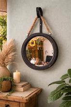Ronde Spiegel met Touw – Boho Style | Ø 23 cm, Huis en Inrichting, Minder dan 50 cm, Rond, Ophalen of Verzenden, Zo goed als nieuw