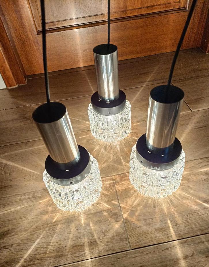 Vintage space age watervallamp Massive kristal alu (L35), Huis en Inrichting, Lampen | Hanglampen, Zo goed als nieuw, 50 tot 75 cm