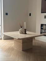 Travertin salontafel, Huis en Inrichting, Tafels | Salontafels, Overige materialen, 50 tot 100 cm, Travertin japandi vintage marmeren natuursteen