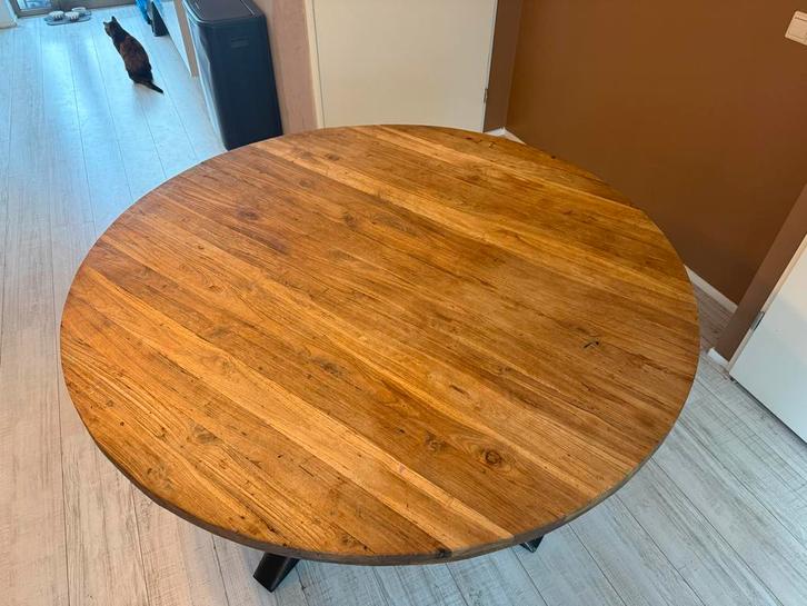 Ronde Mango Houten Eettafel - 150cm, Huis en Inrichting, Tafels | Eettafels, Gebruikt, 100 tot 150 cm, Vijf personen of meer, Rond