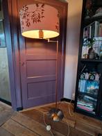 Vintage zwenkarm vloerlamp Scandinavisch design teak, Ophalen, 100 tot 150 cm, Stof, Gebruikt