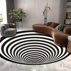 Rond Geometrisch Gat Vloerkleed 6 3D Kleed Zwart Wit Diepte, Verzenden, Rond, Nieuw, Wit