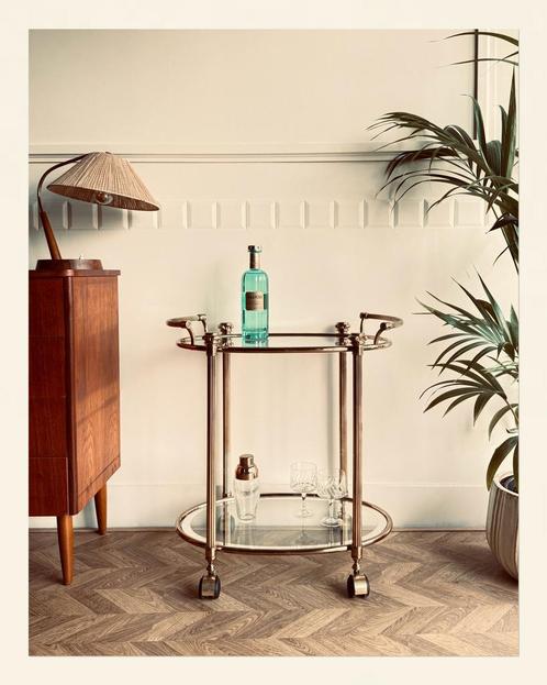 Vintage Serveerwagen / Dranken trolley, Huis en Inrichting, Tafels | Sidetables, Ovaal, Ophalen of Verzenden