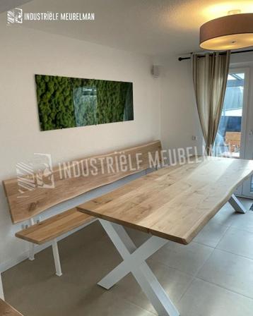 Industriele Eettafel Massief Eiken Boomstam Tafels Eikenhout - afbeelding 2