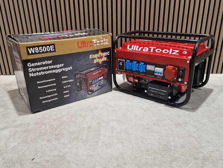 Ultratoolz W8500E benzine Stroomgenerator elektrische start, Doe-het-zelf en Verbouw, Aggregaten, Nieuw, Benzine, Elektrisch startend
