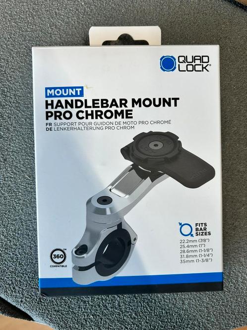 Quad Lock Handlebar Mount Pro Chrome, Telecommunicatie, Telefoonhouders, Nieuw, Motor, Ophalen of Verzenden
