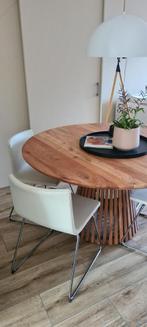Stijlvolle eetkamerstoelen wit leer - 6 stuks, Huis en Inrichting, Stoelen, Ophalen, Wit, Tijdloos, modern, Zo goed als nieuw