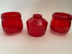 Set van 2 potjes en een buikvaasje van Fidrio, rood, glas, Ophalen of Verzenden, Zo goed als nieuw