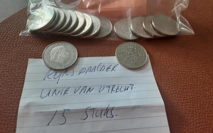 15x Rijksdaalder Unie van Utrecht, Postzegels en Munten, Munten | Nederland, Losse munt, 2½ gulden, Koningin Juliana, Zilver, Ophalen of Verzenden