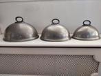 3 ovalen metalen cloches, dekschalen kerst tafel, Antiek en Kunst, Ophalen