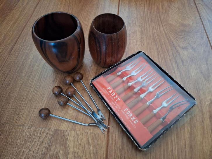 Vintage Cocktailprikkers Set, Huis en Inrichting, Keuken | Bestek, Gebruikt, Los bestek, Rvs of Chroom, Ophalen of Verzenden