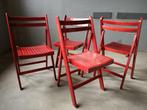 Set van 4 vintage roodbruine houten klapstoelen, Ophalen, Bruin, Zo goed als nieuw, Hout
