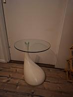 Glazen Bijzettafel druppel tafel., Minder dan 45 cm, Minder dan 55 cm, Gebruikt, Rond