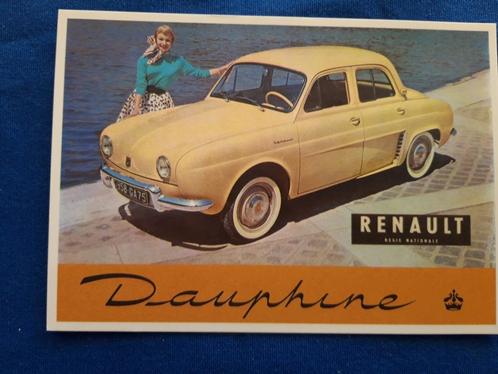 ansichtkaart Renault Dauphine ( geel ), Verzamelen, Automerken, Motoren en Formule 1, Zo goed als nieuw, Auto's, Ophalen of Verzenden