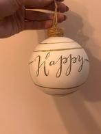 Riviera maison kerstbal ornament London wit taupe Happy, Ophalen, Zo goed als nieuw