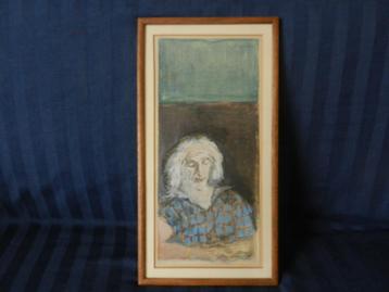 Zeldzame gouache / aquarel Portret door Cor Hund (1915-2008) beschikbaar voor biedingen