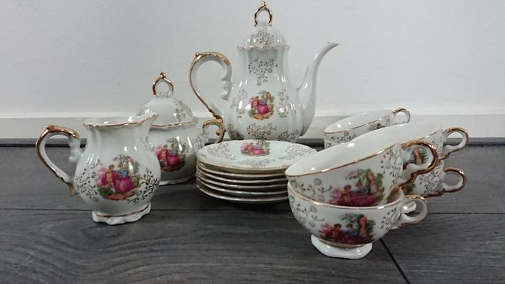 Set vintage / retro porselein mokka servies set, Antiek en Kunst, Antiek | Servies compleet, Ophalen of Verzenden